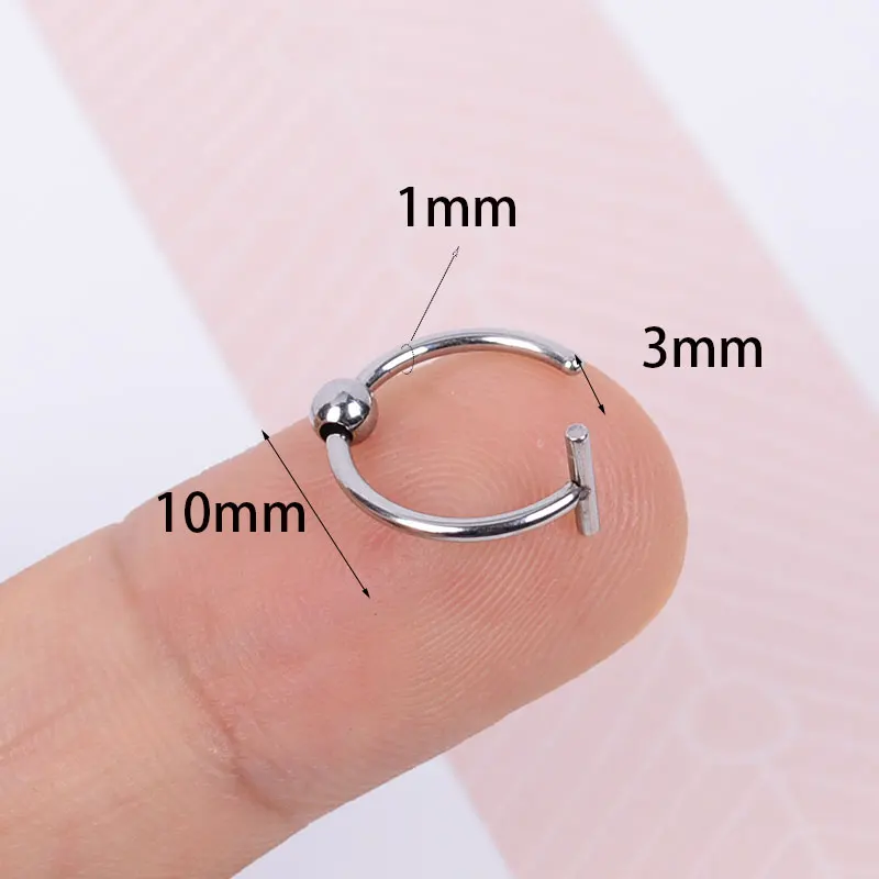 Punk 8/10mm Titanium Steel Lip Rings Cuff Clip on Fake Labret Piercing Ear Nose Hoops - Image 4