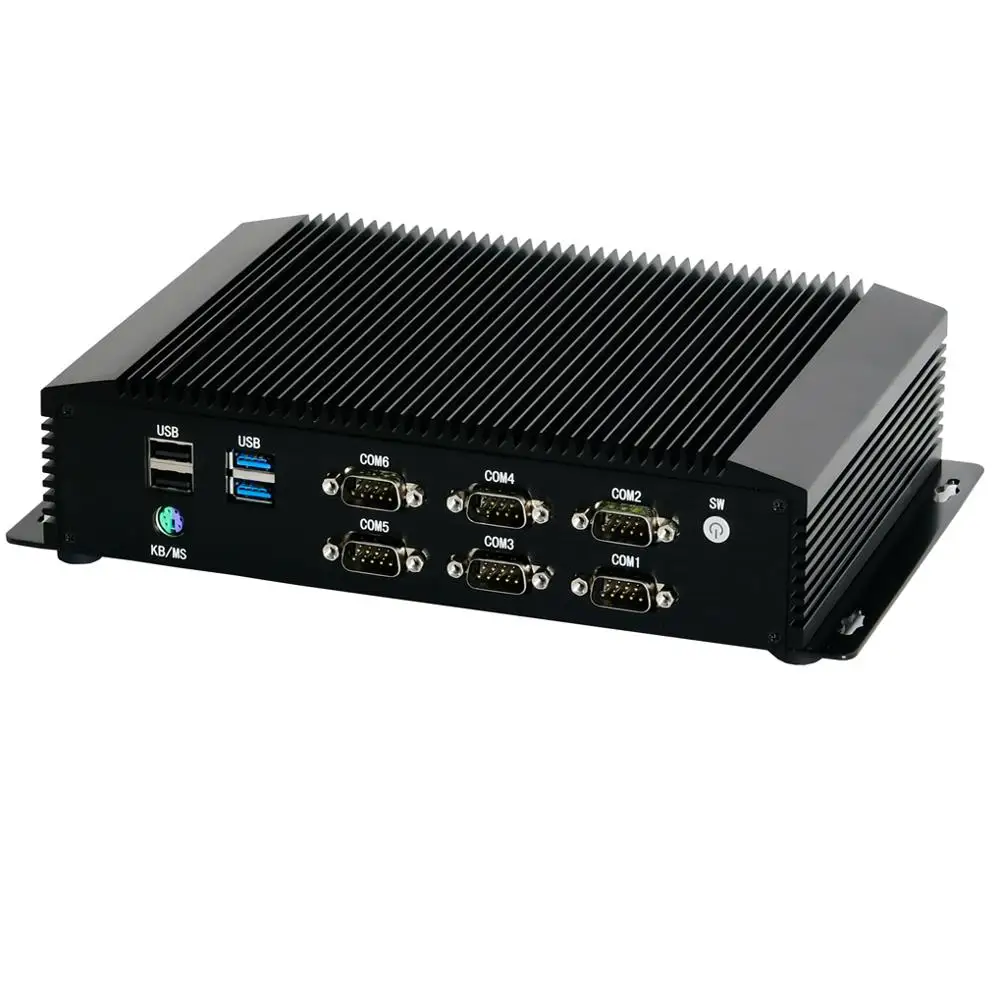 Мини-ПК 6 * COM RS232/RS485 без вентилятора с 1 LPT GPIO HDMI VGA 2 NIC RJ45 мини-компьютер win10 Core i7 8565U i6