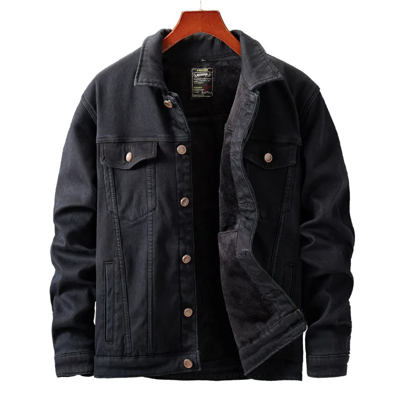 

KIOVNO Men Winter Warm Denim Jackets And Coats Fleece Lined Thick Jeans Jackets Outwear For Male Thermal Size M-5XL