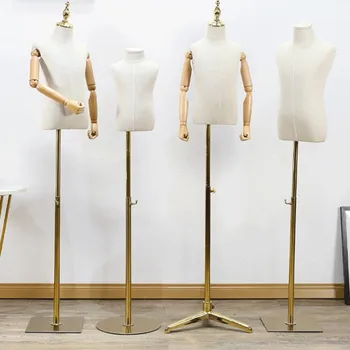 

3-4 year child half-style models props, children's clothing Gold iron square base Chassis woman pet mannequin one piece D076
