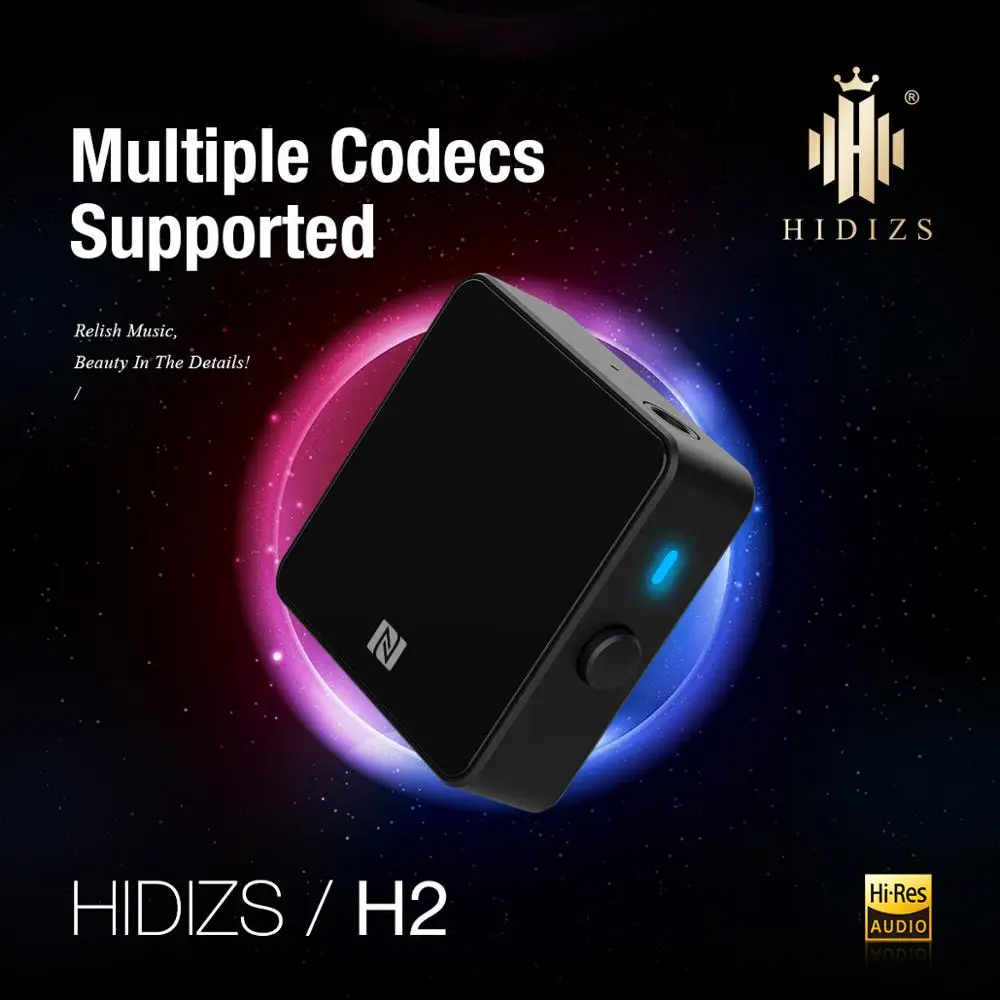 Hidizs H2 без потерь Bluetooth 5 0 приемник Беспроводной 3 мм AUX Jack адаптер NFC двойной