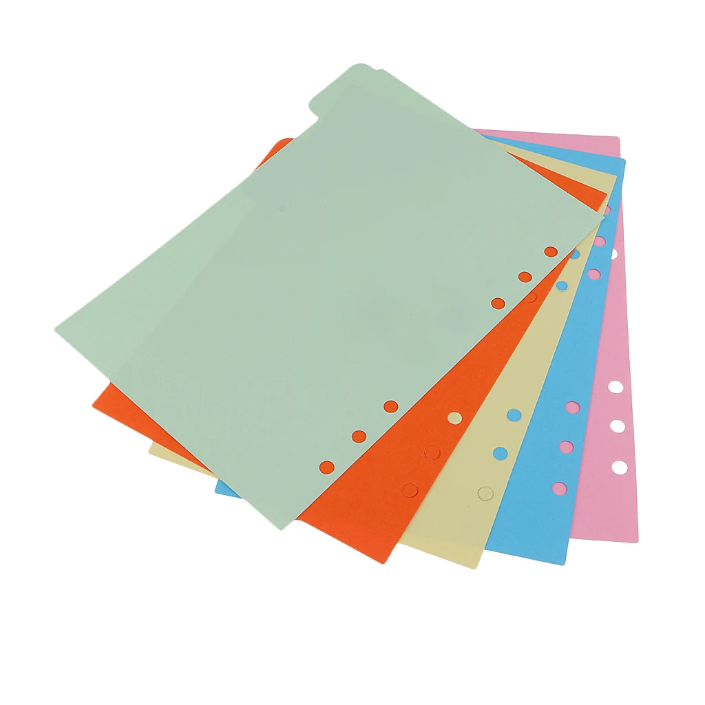 5 Pieces Solid A5 Size Kraft Paper Tabbed Paper Planner Notebook Album Divider Index Page