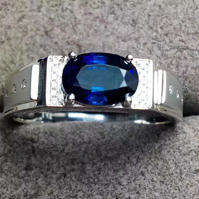 

Men ring Natural real sapphire or opal rings Free shipping 925 sterling silver 1ct gemstone Fine jewelry R91275