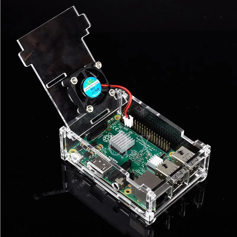 Acrylic Case Shell-Enclosure-Box Raspberry Pi Cover 3B with Fan for Model-B And 