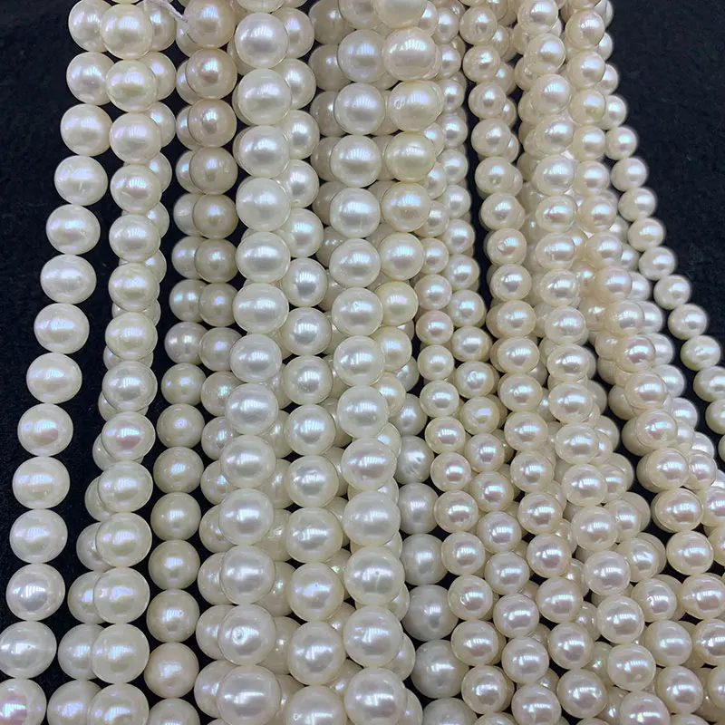 Top AAAA perline di perle d'acqua dolce naturali bianche rotonde per gioielli che fanno collana braccialetto fai da te 7 8 9 10 11MM