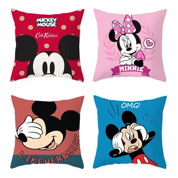 

45x45cm Mickey Mouse Cushion Cover Disney Throw Pillowcase Minnie Home Textile Pillow Cover Christmas Decorations for Home