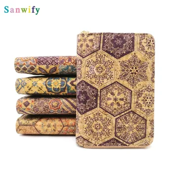 

New Portugal Tile Natural Short Cork Wallet Women Wood Card Wallets