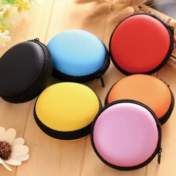 

1pc Eva Headset Storage Bag For Earphone Headphone Optional Round Mini Zipper Storage Shape Headphone Multicolor Glossy I0J5