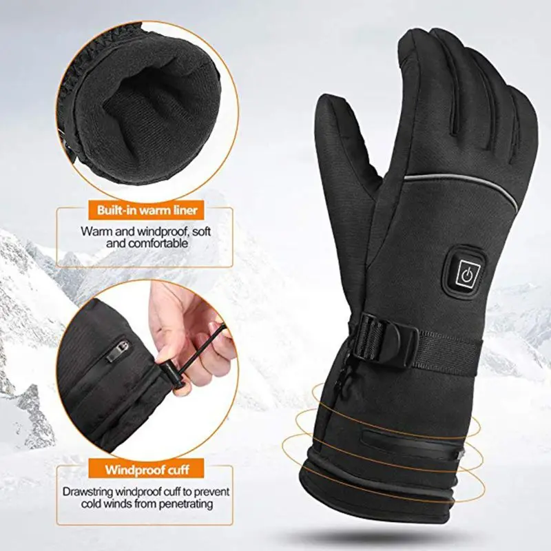 Men Women Winter Electric Heated Gloves with Reflective Strip Battery Powered Y98F