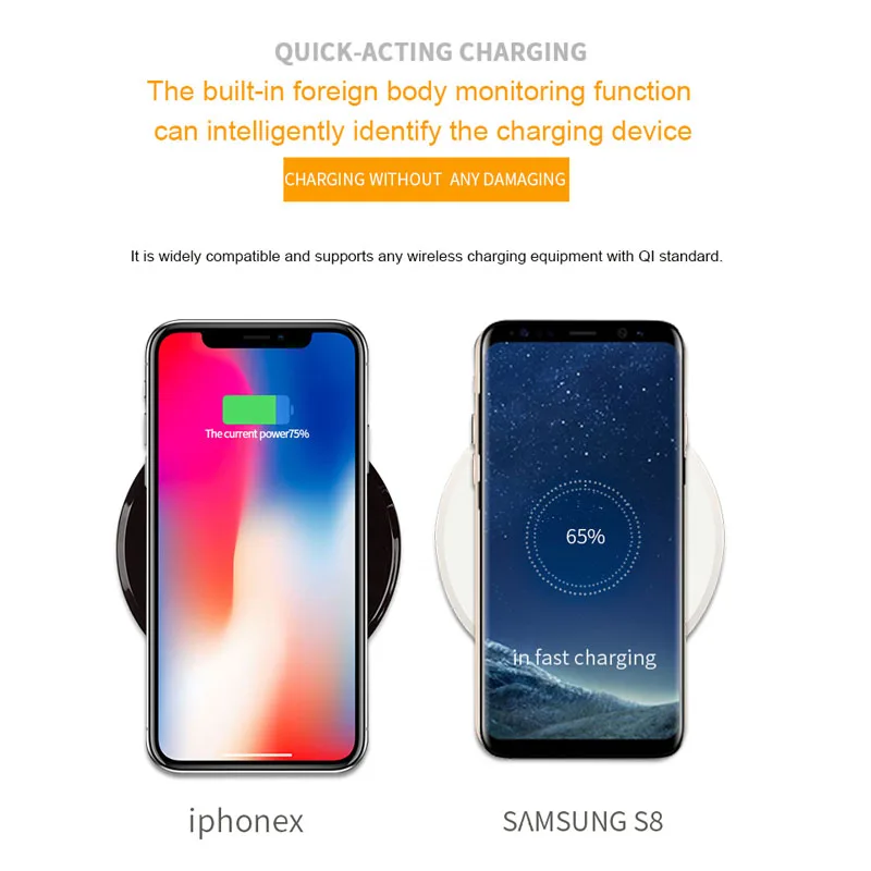 GTWIN 10 Вт Q1 K6 зеркальное Быстрое беспроводное зарядное устройство для samsung Galaxy S8/S8+ микро usb зарядное устройство для iPhone X 8 Plus зарядное устройство