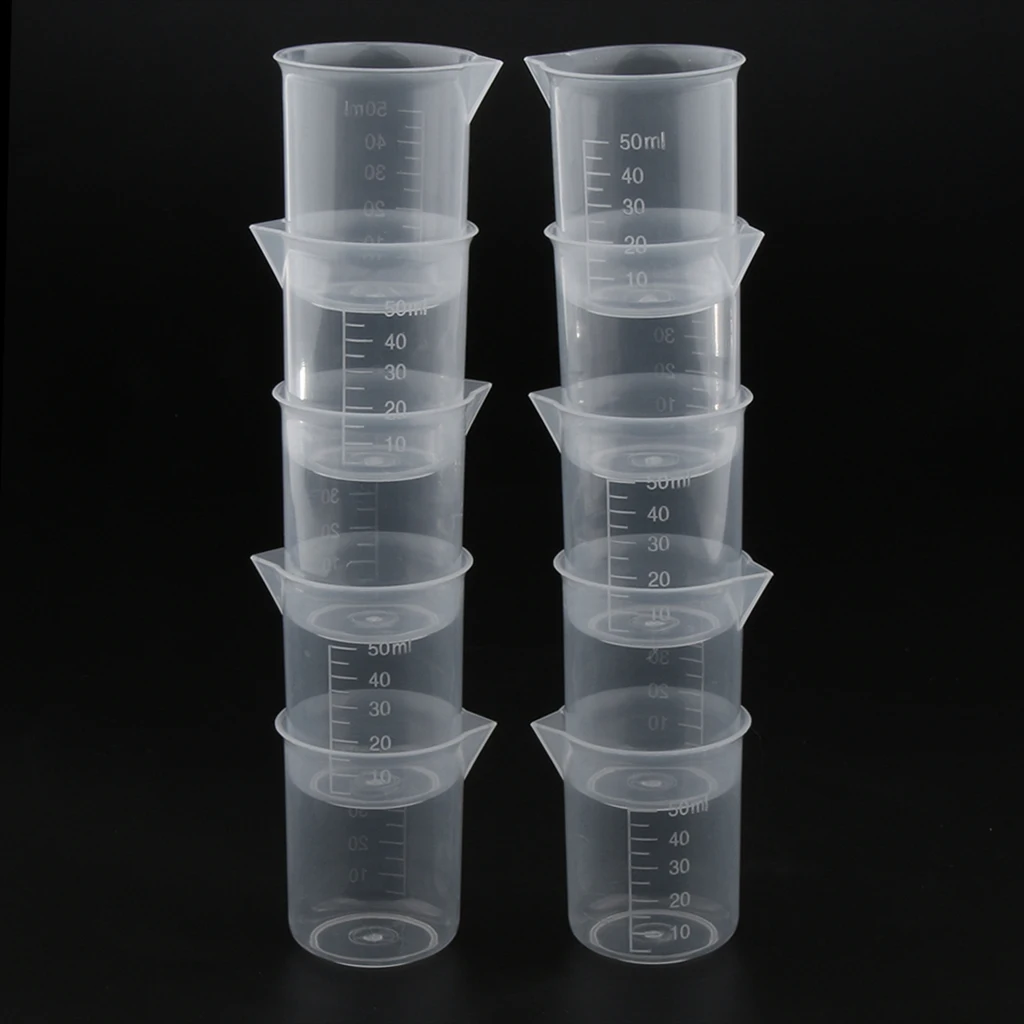 20 Pcs 50ml Reusable Plastic Measuring Cups Lab Graduated Beakers Measuring Jugs, Premium, Durable