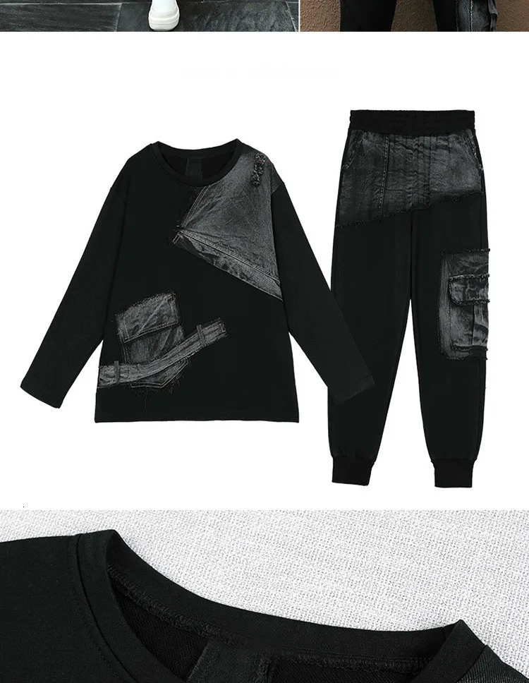 Max LuLu/Новинка года; корейская мода; женская панковская одежда; женские джинсовые укороченные топы; шаровары; винтажные комплекты из двух предметов; Повседневная Уличная одежда