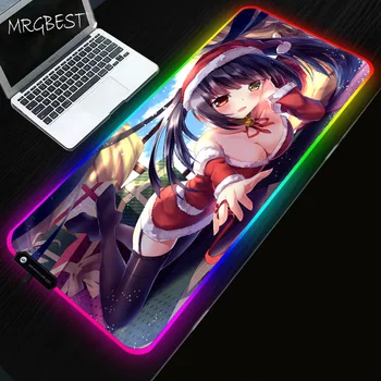 

MRGBEST Anime Sexy Big Breasted Girl RGB Game Mouse Pad Large Computer Player Mousepad Backlit LED Pads Mause Keyboard Table Mat