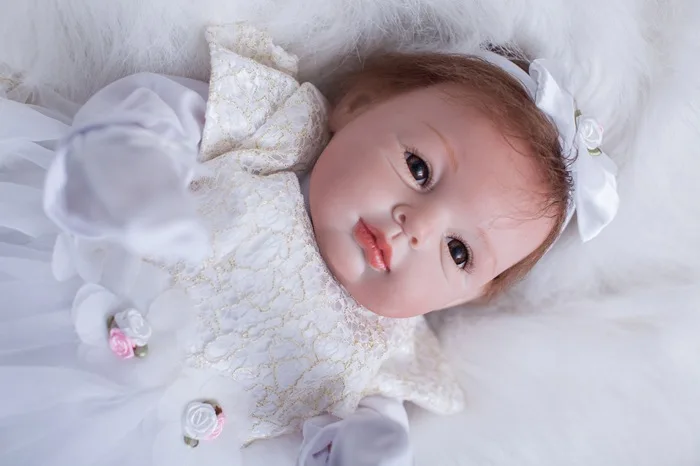 Muñeca Reborn hecha a mano de 22 pulgadas de silicona de 55 cm, cuerpo de algodón, muñeca recién nacida, juguetes, ropa blanca, muñeca de niña princesa - 4