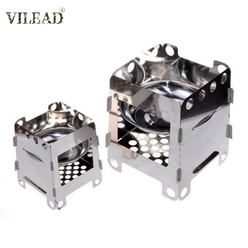 

VILEAD 3 Size Outdoor Camping Wood Stove Portable Folding Wood Muti Fuel Burner Heater Fishing Hiking Travel Camping Equipment