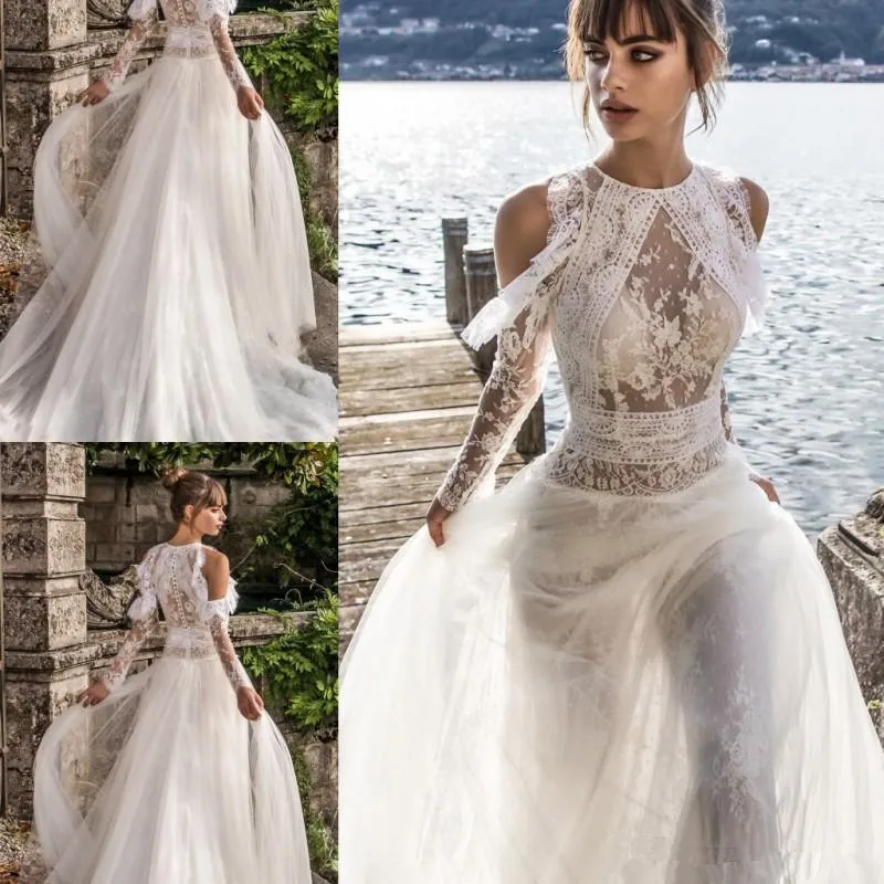 『Cheap!!!』- Bohemian Wedding Dress with Sleeves A Line Illusion Lace
Bridal Gowns Boho Robe De Mariee Bridal Gown New