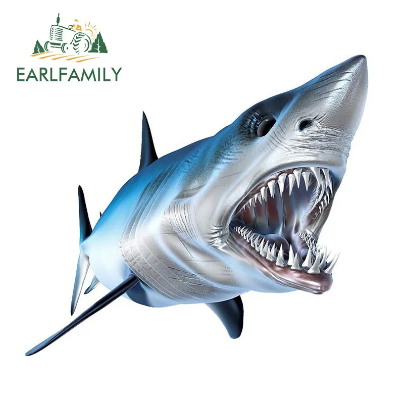 

EARLFAMILY 13cm x 11.4cm Shark Decal 3D Car Styling Car Stickers Vinyl Graphic Decor Window Bumper DIY Car Body Decals