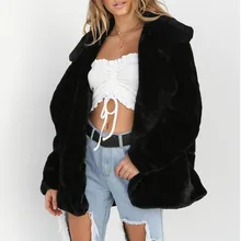 Женское пальто из искусственного меха, свободное зимнее пальто, теплая мягкая плюшевая верхняя одежда, Женская Толстая куртка, Повседневная плюшевая Верхняя одежда# T2G