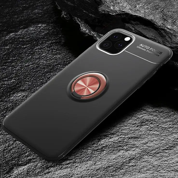 Для Apple Iphone 11 чехол с кольцом подставка магнит прозрачный защитный чехол на заднюю панель для iPhone 11 Pro Max Iphone11 11pro - Цвет: rose gold ring