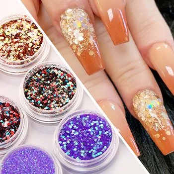 

1 Box Colorful Holographics Nails Art Powder Glitter Silver Bling Polishing Nail Sequins Flakes for UV Gel Nail Art Decoration