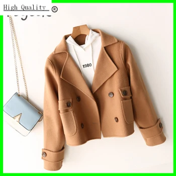 

Winter 100% Wool Coat Women Autumn Clothes 2020 Elegant Vintage Cashmere Jacket Ladies Short Woolen Jackets Hiver DY017