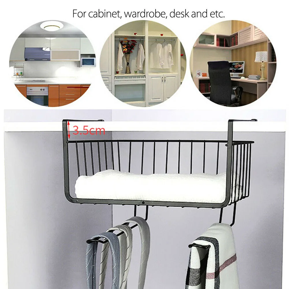 HOT Storage Basket Rack Under Shelf Cabinet Wire Organizer Holder for Kitchen Pantry Desk TI99