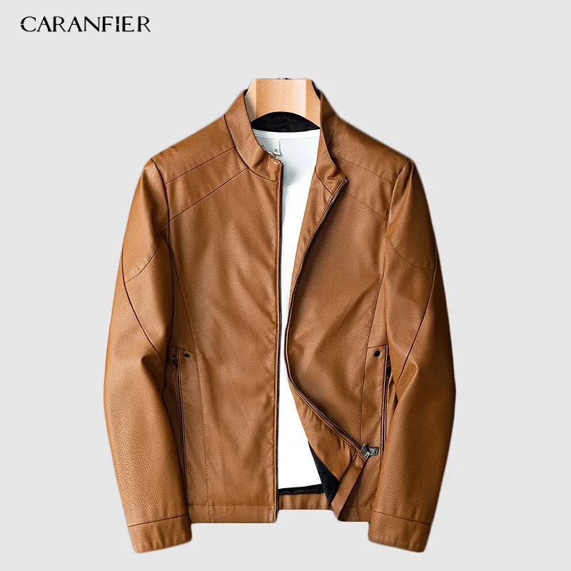 Цвет: желтый CARANFIER Для мужчин s искусственная(-ый) Куртки модное зимнее пальто мотоциклетные байкерские Искусственная кожа куртка Мужская толстый бархат пальто M-XXXXL - Цвет: Цвет: желтый