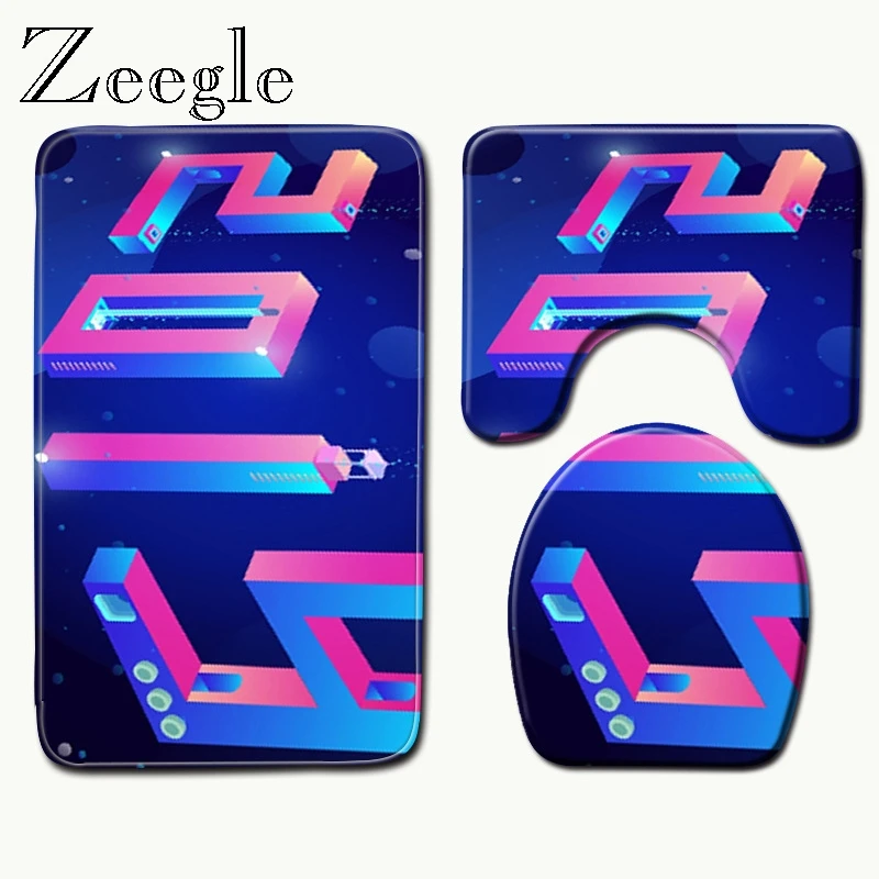 Zeegle 3 шт./компл. коврик для ванной Ванная комната ковролин комплект 2019 узор с