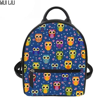 

Customized Women Small Backpack Pu Leather Backpack Girls School Bag Teenager Book Bagpack Men Travel Daily Bags Owl Beach Bag