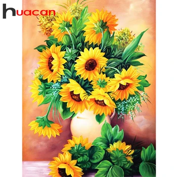 

Huacan 5D DIY Diamond Painting Full Square/Round Sunflowers Diamond Embroidery Sale Kit Rhinestones Mosaic Garden Decor