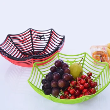 

Fruit Basket Candy Plastic High Quality Cute Spider Web Fruit Basket Bowl for Home Wedding Party Decoration Party Halloween A35