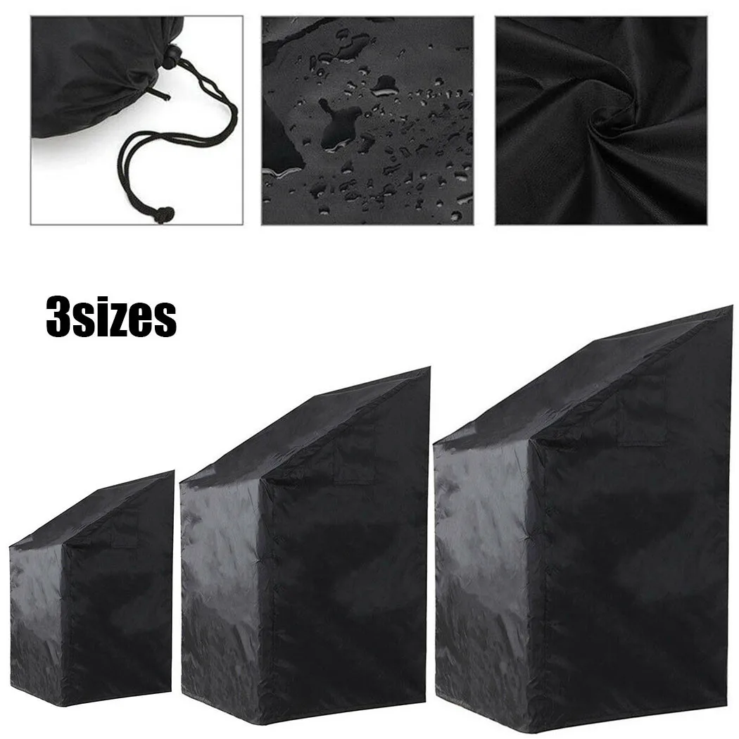Outdoor Patio Garden Furniture Covers Waterproof Rain Snow Chair Covers Black Chair Dust Proof Cover Storage Bag Organizer