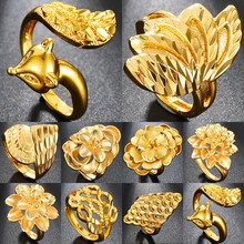 

30 Styles Punk Rock Eagle Mens' Ring Luxury Gold Color Resizeable Flowers/Peacock/Leaves Women Ring Never Fade High Quality