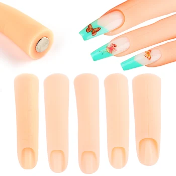 

Professional Fake Fingers Nail Art Practice Training Hand Natural Nail Tips Model Display With Magnet Manicure Tools TR1782