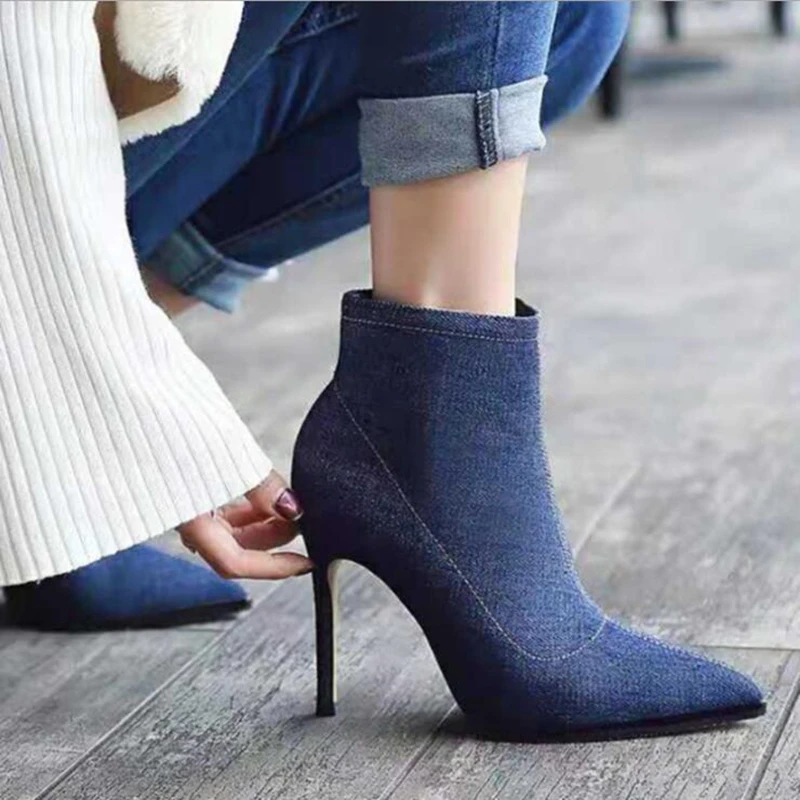 denim short boots