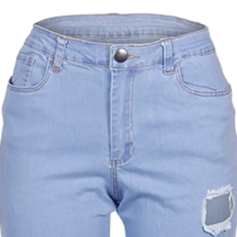Женские джинсы большого размера с высокой талией джинсы для женщин в стиле бойфренд с пуговицами на молнии джинсовые брюки с дырками и карманами брюки с поясом E16