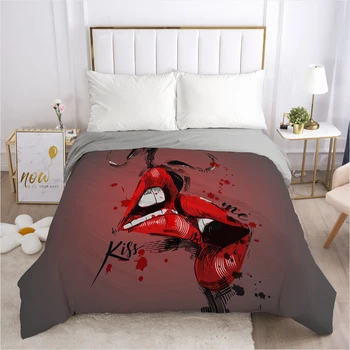 

3D Duvet Cover Bedding Comforter/Quilt/Blanket Cover With Zipper Queen/King Size 220x240/220x220 Custom Gray Kiss