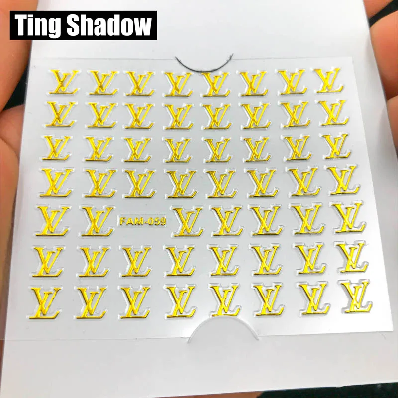 60pcs FAM059 1 Набор = 60 шт брендовых металлических наклеек для ногтей - Цвет: 60pcs FAM059