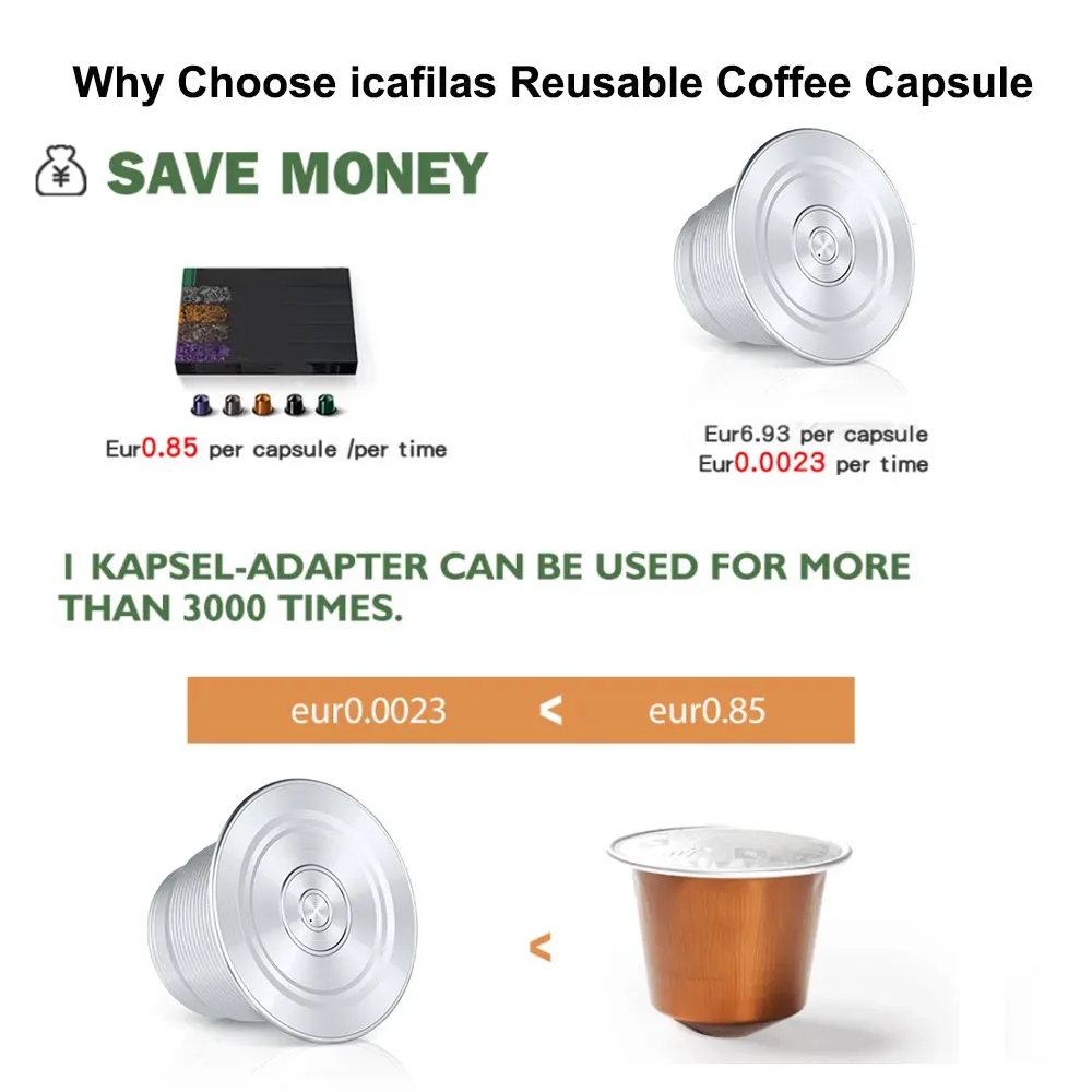 新しい icafilas ネスプレッソコーヒーカプセル用再利用可能な