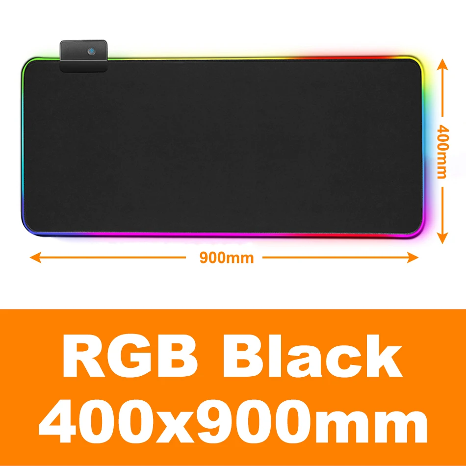 Большой RGB коврик для мыши светодиодный игровой коврик для мыши Расширенный для геймера офисный большой цветной коврик для компьютерной мыши с подсветкой XL коврик для клавиатуры - Цвет: RGB Black 400x900