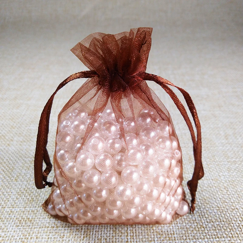 100pcs/lot 5x7 7x9 9x12CM Organza Bags Wedding Party Christmas Decoration Drawstring Gift Bag Pouch Jewelry Packaging Bags 