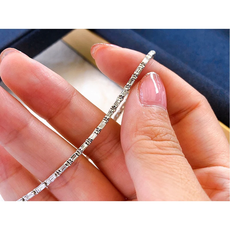 Aazuo Real 18K Solid White Gold Real Diamond 1.50ct Fairy Princess Line Bracelet For Woman Upscale Trendy Engagement Party Au750