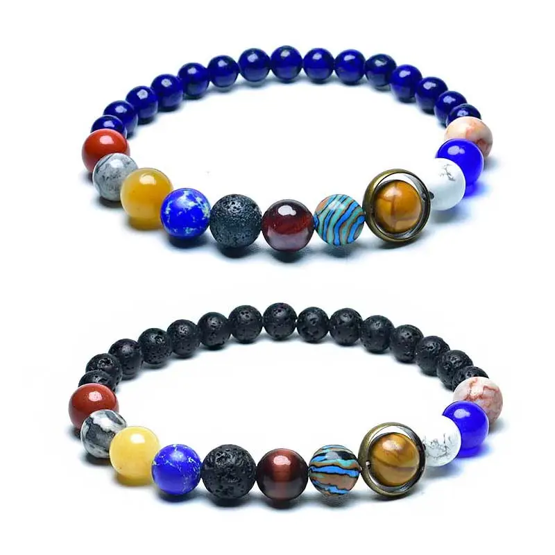 

New 2021 Universe Solar System Bangle Bracelets Women Natural Stone Eight Planets Beads Bracelet Men Best Friends Gift