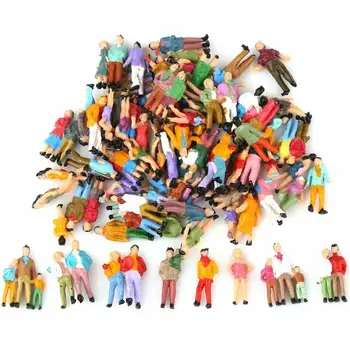 

100pcs Painted Model Train Passenger Standing People Model Outdoor Colorful Figures People Mixed Color Pose 1:87 Scale