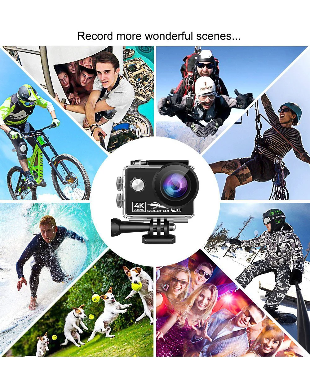 Со сверхвысоким разрешением Ultra HD 4K экшн Камера 60fps Wi Fi 24MP 2 дюймов 170D для занятий