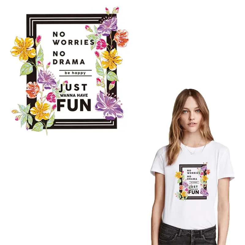 

Colorful Flower Patches Stripes Sticker On Clothes DIY A-level Washable Iron On Heat Transfers For Clothing Women T-shirt Decor
