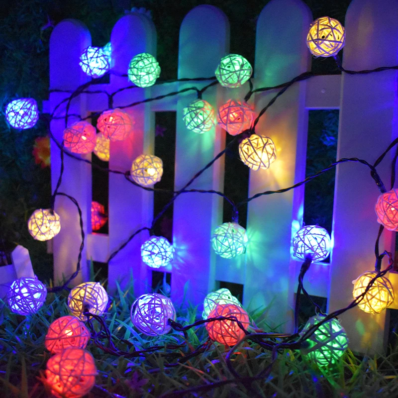 

Solar Outdoor String Lights Rattan Ball Waterproof LED Fairy String Light Decorations for Garden Porch Home Christmas Wedding