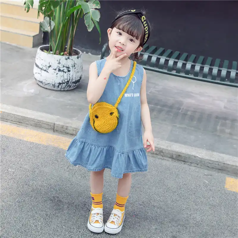女の子ドレス新韓国スタイルの夏のベビー子供デニムドレス 1 7 歳の子供の服ノースリーブカジュアル服 ドレス Aliexpress
