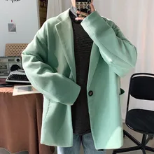 Winter Short Plus Cotton Woolen Coat Men's Fashion Solid Color Casual Woolen Jacket Men Loose British Style Woolen Coat Mens Winter Short Plus Cotton Woolen Coat Men's Fashion Solid Color Casual Woolen Jacket Men Loose British Style Woolen Coat Mens