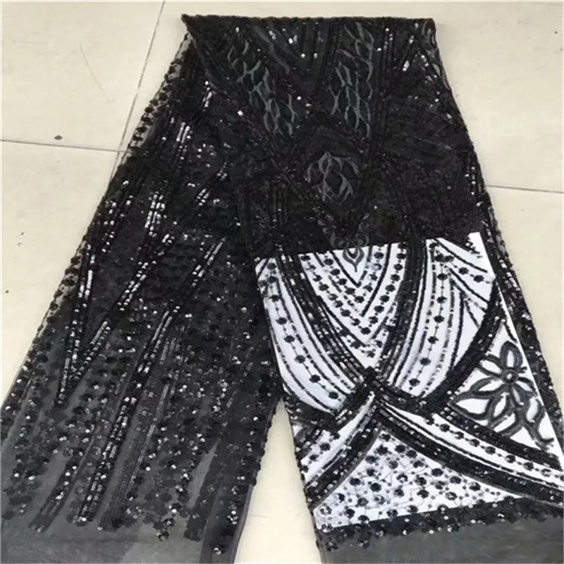 

Black African Tulle Lace High Quality 2019 African sequins Lace Fabric The New Listing High Quality African Guipure Lace Fabric